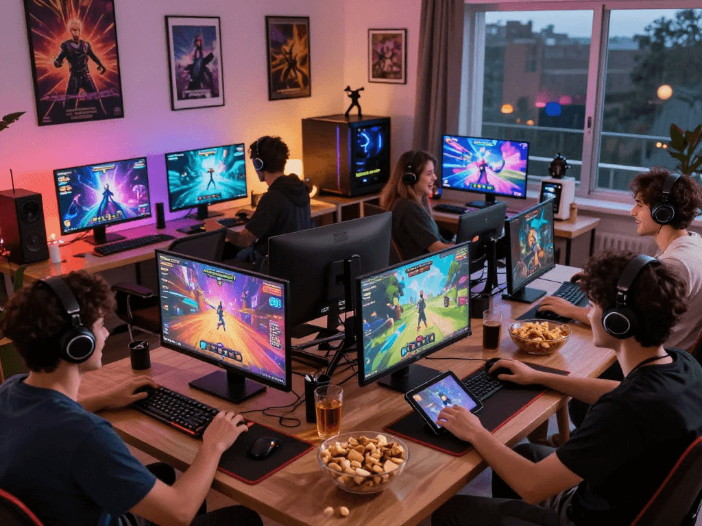 Players enjoying online porn games in a cozy setting