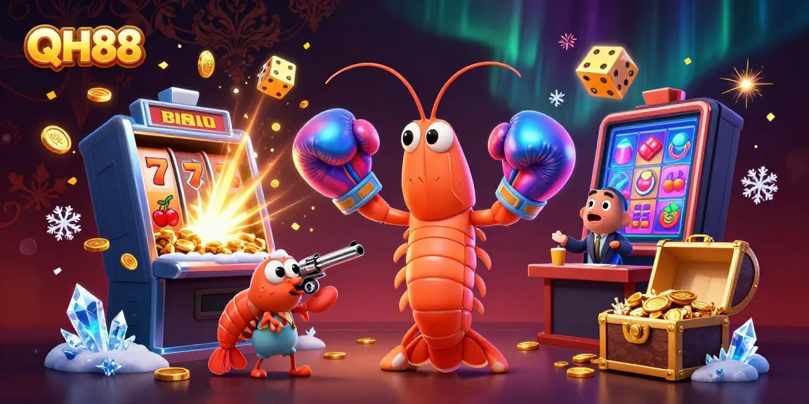 Experience exhilarating winnings with QH88, featuring vibrant casino games and animated characters.