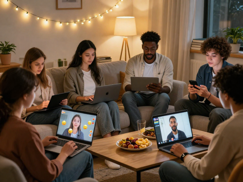 Engaging evening sex chat ai interactions in a cozy virtual setting with personalized avatars.