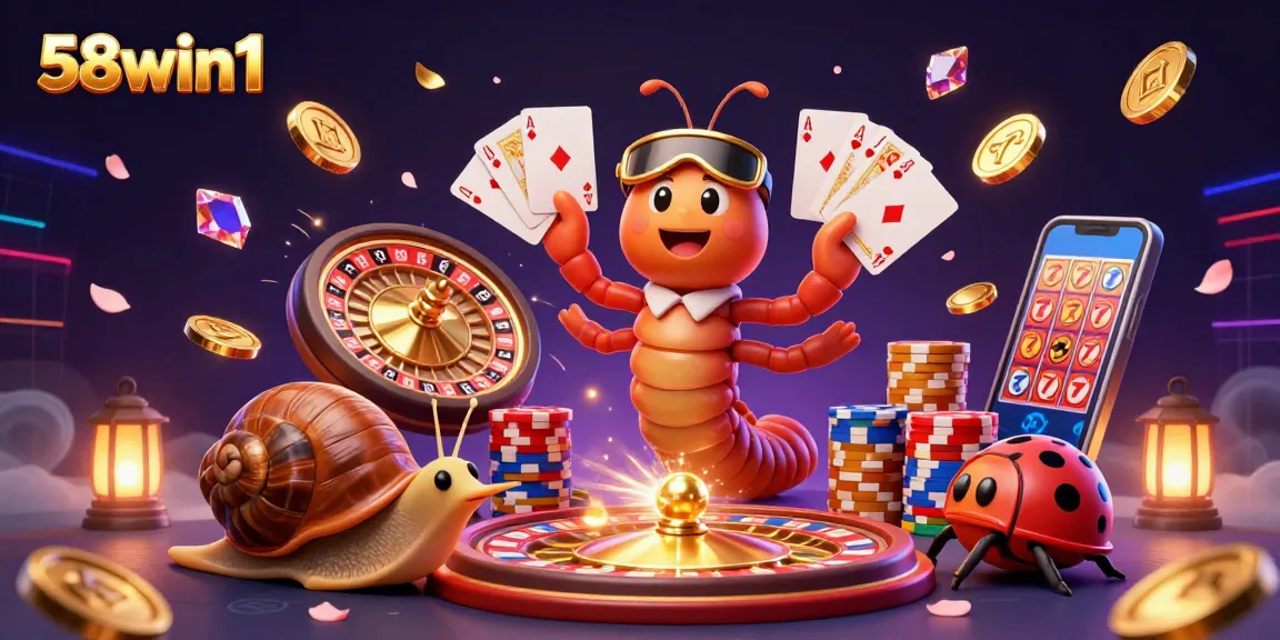 Experience the excitement of vibrant casino gameplay at 58win1, showcasing a lively scene with unique characters.