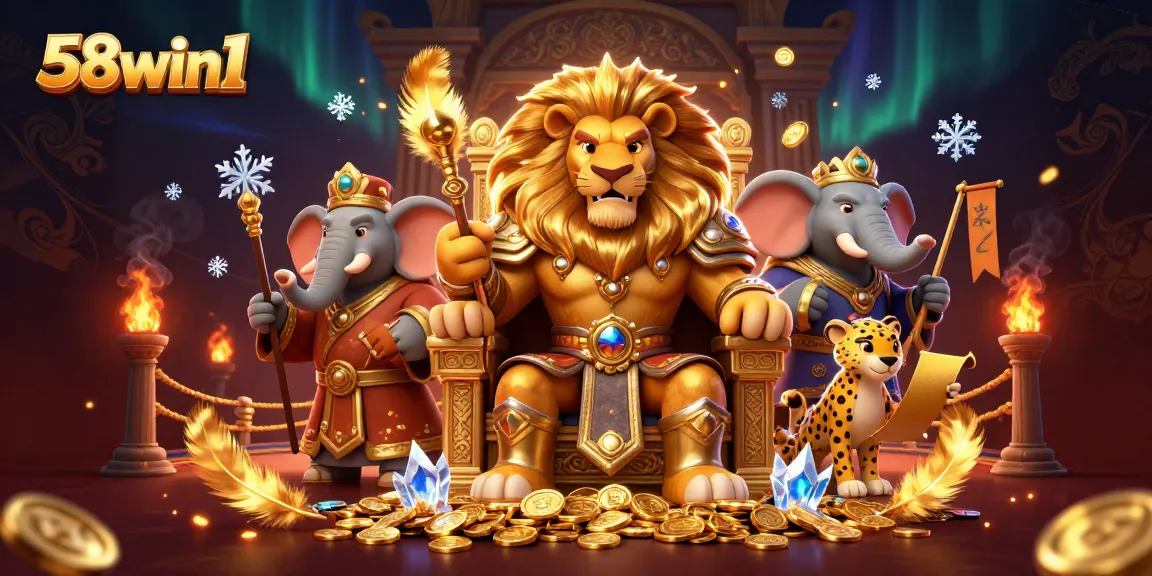Experience the thrill of 58win1 in this vibrant 3D casino illustration featuring rich characters and stunning visuals.